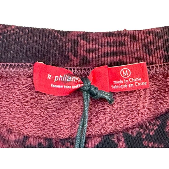 N:Philanthropy Women M Olympia Distressed Sweatshirt Burgundy Snake Print NWT - Picture 7 of 7